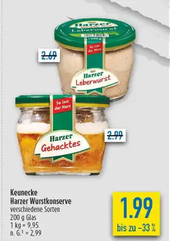 diska Keunecke harzer leberwurst oder harzer gehacktes Angebot