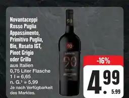 E-Center Novantaceppi rosso puglia appassimento, primitivo puglia, bio, rosato igt, pinot grigio oder grillo Angebot