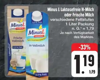 E-Center Minus l laktosefreie h-milch oder frische milch Angebot