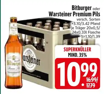 Edeka Bitburger oder warsteiner premium pils Angebot