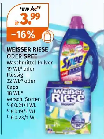 Müller Weisser riese oder spee waschmittel Angebot