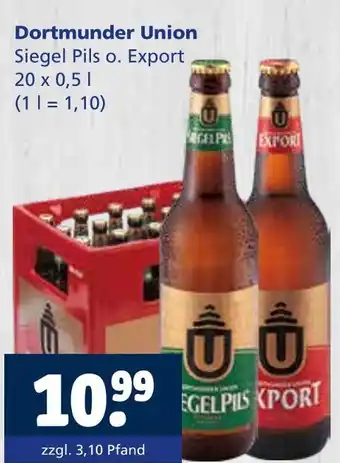 Getränkewelt Dortmunder union siegel pils oder export Angebot