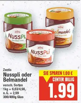 E-Center Zentis nusspli oder belmandel Angebot