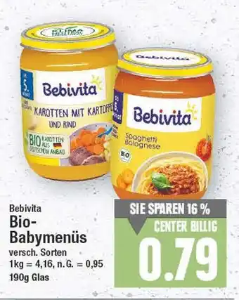 E-Center Bebivita bio-babymenüs Angebot