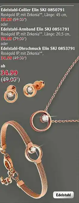 Globus Edelstahl-collier Elin Skj 0850791 Oder Armband Elin Skj 0851791 Oder Ohrschmuck Elin Skj 0853791 Angebot