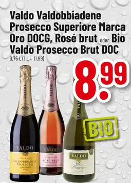 trinkgut Valdo valdobbiadene prosecco superiore marca oro docg, rosé brut oder bio prosecco brut doc Angebot