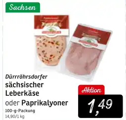 KONSUM Dürrröhrsdorfer sächsischer Leberkäse oder Paprikalyoner Angebot