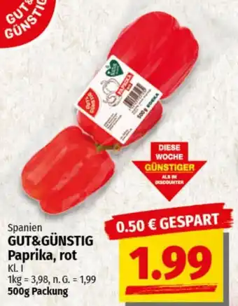 nah & gut GUT&GÜNSTIG Paprika, rot Angebot