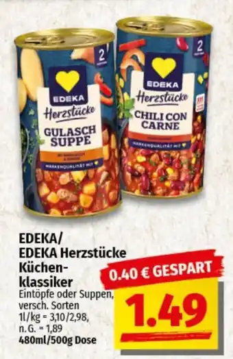 nah & gut EDEKA Herzstücke Küchenklassiker Eintöpfe oder Suppen Angebot