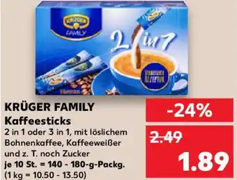 Kaufland KRÜGER FAMILY Kaffeesticks Angebot