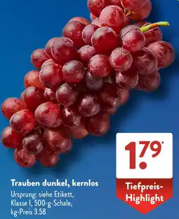 Aldi Süd Trauben dunkel, kernlos Angebot