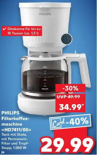 Kaufland PHILIPS Filterkaffeemaschine HD7411/00 Angebot