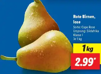 Lidl Rote Birnen, lose Angebot