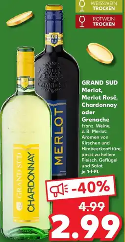 Kaufland GRAND SUD Merlot, Merlot Rosé, Chardonnay oder Grenache Angebot