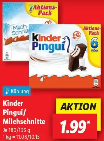 Lidl Kinder Pingui/ Milchschnitte Angebot