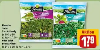 REWE Florette Salat Zart & Feurig oder Salat Fein & Pikant Angebot