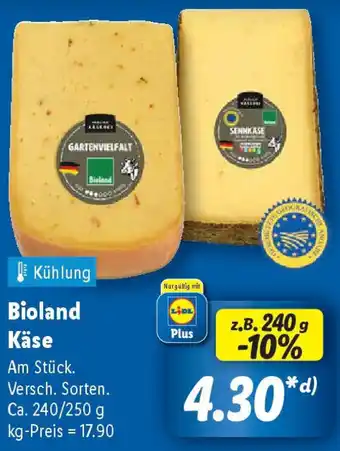 Lidl Bioland Käse Angebot