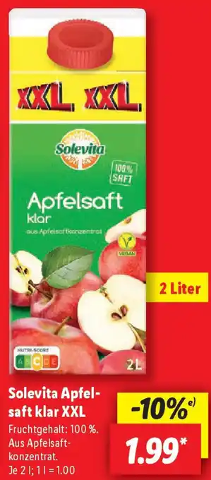 Lidl Solevita Apfelsaft klar XXL Angebot