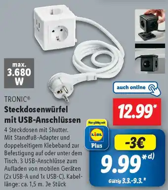 Lidl TRONIC Steckdosenwürfel mit USB-Anschlüssen Angebot