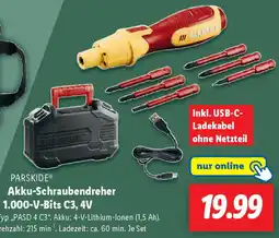 Lidl PARKSIDE Akku-Schraubendreher 1.000-V-Bits C3, 4V Angebot