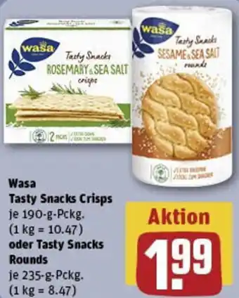 REWE Wasa Tasty Snacks Crisps oder Tasty Snacks Rounds Angebot