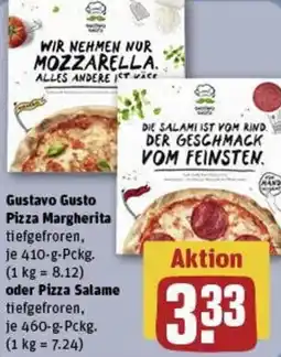 REWE Gustavo Gusto Pizza Margherita oder Pizza Salame Angebot