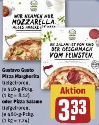 REWE Gustavo Gusto Pizza Margherita oder Pizza Salame Angebot