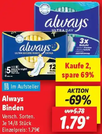 Lidl Always Binden Angebot