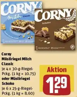 REWE Corny Müsliriegel Milch Classic oder Müsliriegel Schoko Angebot