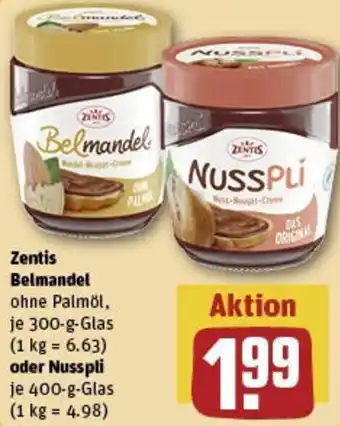 REWE Zentis Belmandel oder Nusspli Angebot