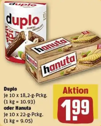 REWE Duplo oder Hanuta Angebot