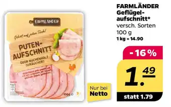 NETTO FARMLÄNDER Geflügelaufschnitt Angebot