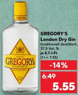 Kaufland GREGORY'S London Dry Gin Angebot