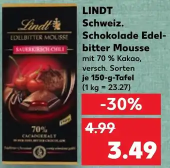 Kaufland LINDT Schweiz. Schokolade Edelbitter Mousse Angebot