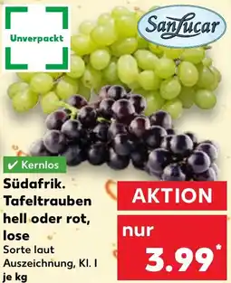 Kaufland Südafrik. Tafeltrauben hell oder rot, lose Angebot