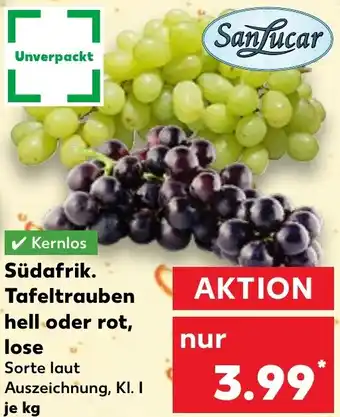 Kaufland Südafrik. Tafeltrauben hell oder rot, lose Angebot