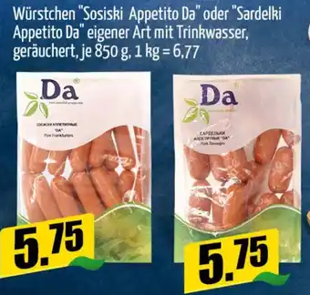 Mix Markt Würstchen "Sosiski Appetito Da" oder "Sardelki Appetito Da" Angebot