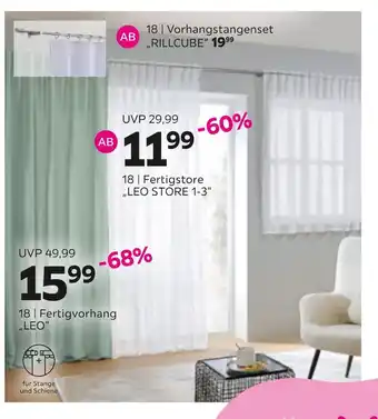 Mömax Fertigstore „leo store 1-3, fertigvorhang „leo“ oder vorhangstangenset „rillcube“ Angebot