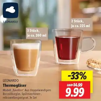 Lidl LEONARDO Thermogläser Angebot