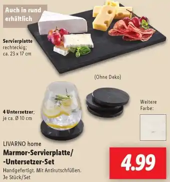 Lidl LIVARNO home Marmor-Servierplatte/ Untersetzer-Set Angebot