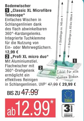 Marktkauf Bodenwischer „classic xl microfibre telescope“ oder „profi xl micro duo“ Angebot