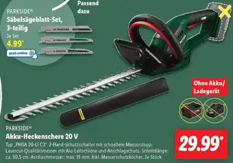 Lidl PARKSIDE Akku-Heckenschere 20 V Angebot