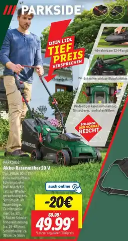 Lidl PARKSIDE Akku-Rasenmäher 20 V Angebot