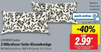 Lidl LIVARNO home 2 Mikrofaser-Satin-Kissenbezüge Angebot