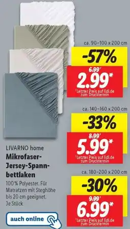 Lidl LIVARNO home Mikrofaser Jersey-Spannbettlaken Angebot