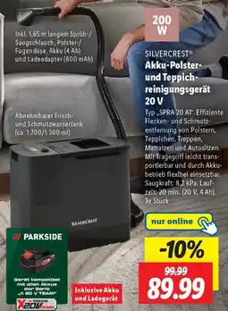 Lidl SILVERCREST Akku-Polster- und Teppichreinigungsgerät 20 V Angebot