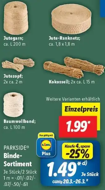 Lidl PARKSIDE Binde Sortiment Angebot