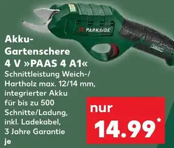 Kaufland PARKSIDE Akku- Gartenschere 4 V PAAS 4 A1 Angebot