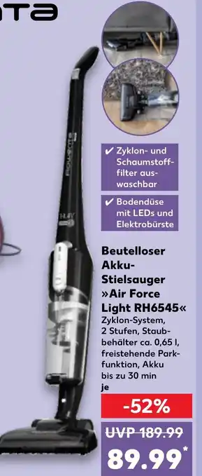 Kaufland ROWENTA Beutelloser Akku- Stielsauger Air Force Light RH6545 Angebot