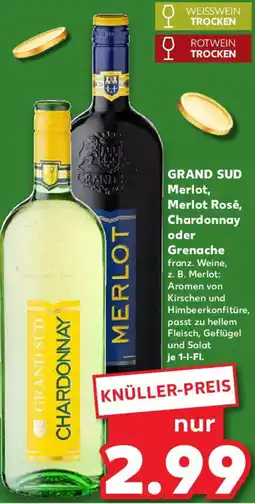 Kaufland GRAND SUD Merlot, Merlot Rosé, Chardonnay oder Grenache Angebot